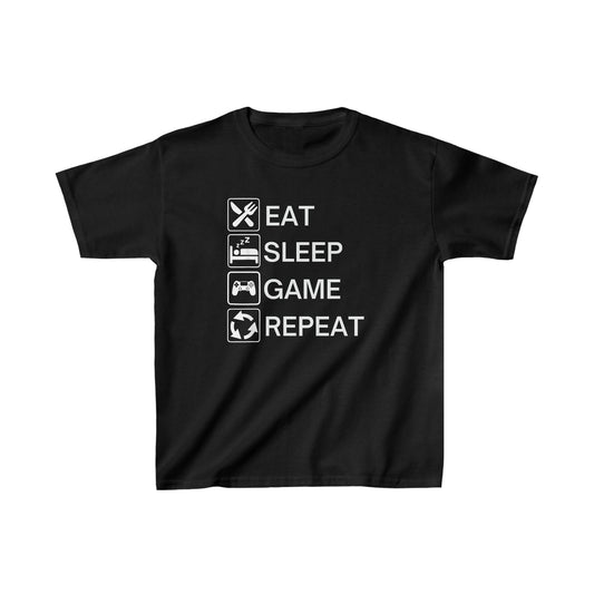 Eat Sleep Game Repeat Kids Tee